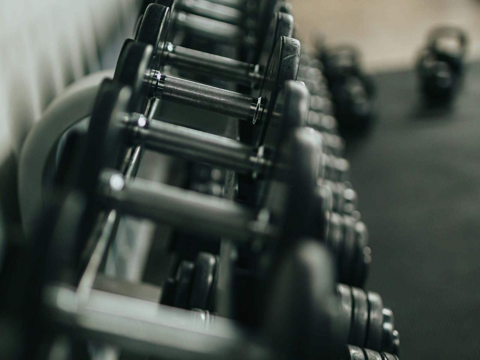 Dumbbells used for guided strengthening exercises.